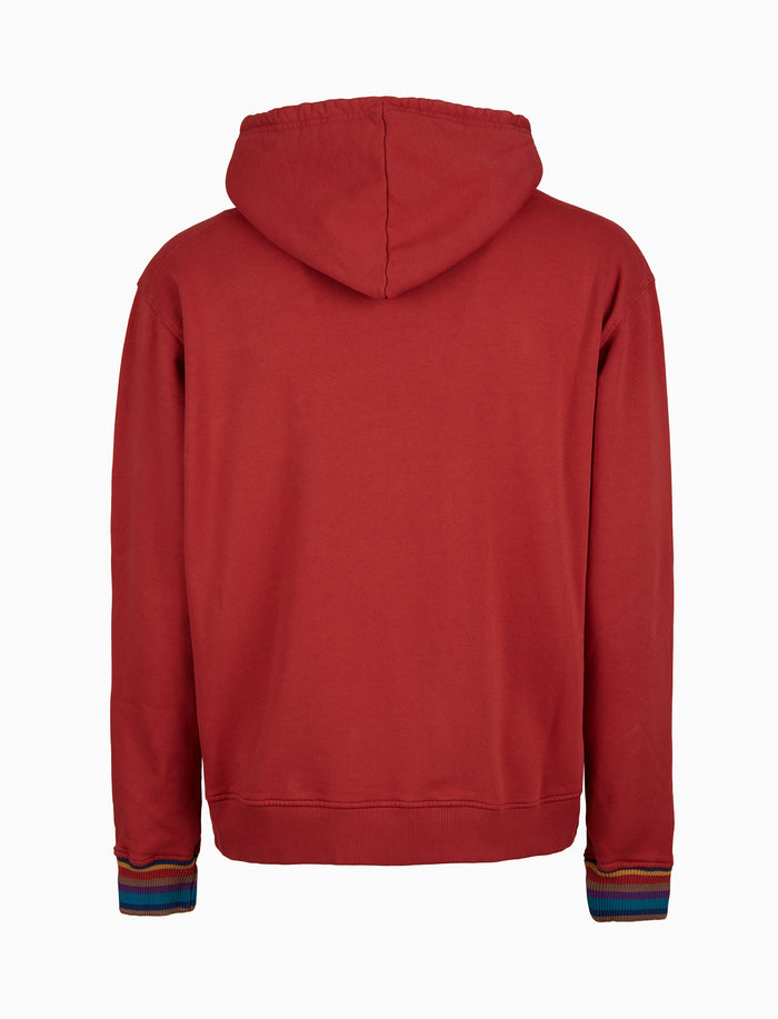 Felpa chiusa con cappuccio unisex cotone rosso tinto capo - Gallo 1927 - Official Online Shop