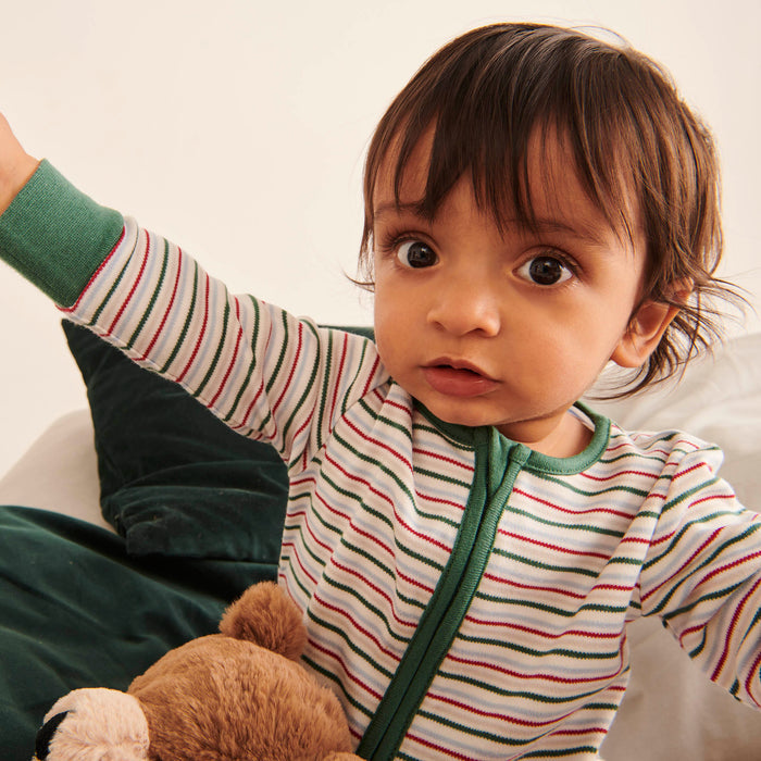 Festive Stripe Zip-Up Sleep & Play One-Piece & Stocking Set