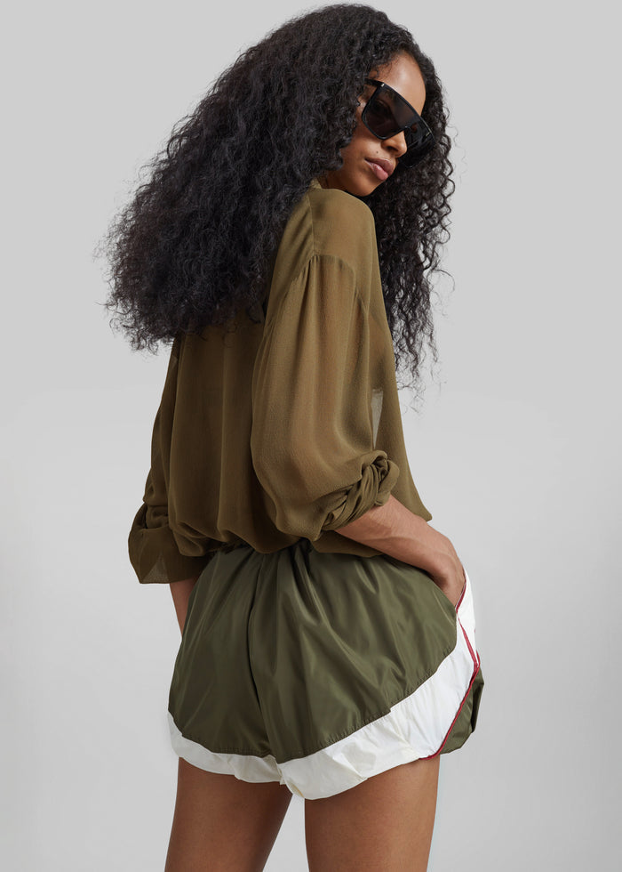 Fiorana Balloon Track Shorts - Olive
