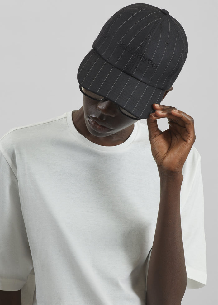 Frankie Baseball Cap - Black/White Pinstripe