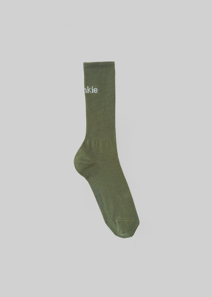 Frankie in English Ribbed Socks - Thyme