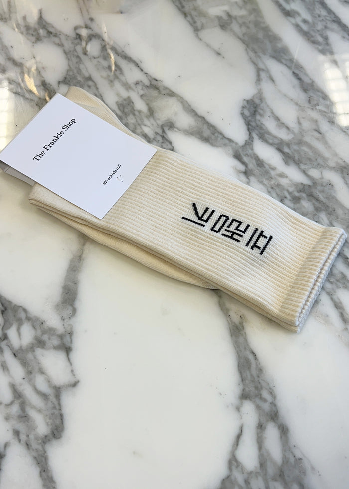 Frankie in Korean Ribbed Socks - Vanilla