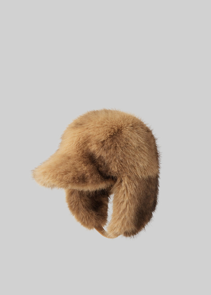 Freccia Faux Fur Aviator Hat - Beige/Brown