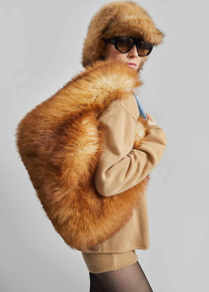 Freccia Faux Fur Aviator Hat - Beige/Brown