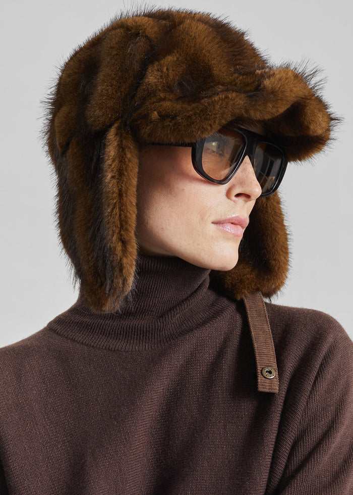 Freccia Faux Fur Aviator Hat - Brown