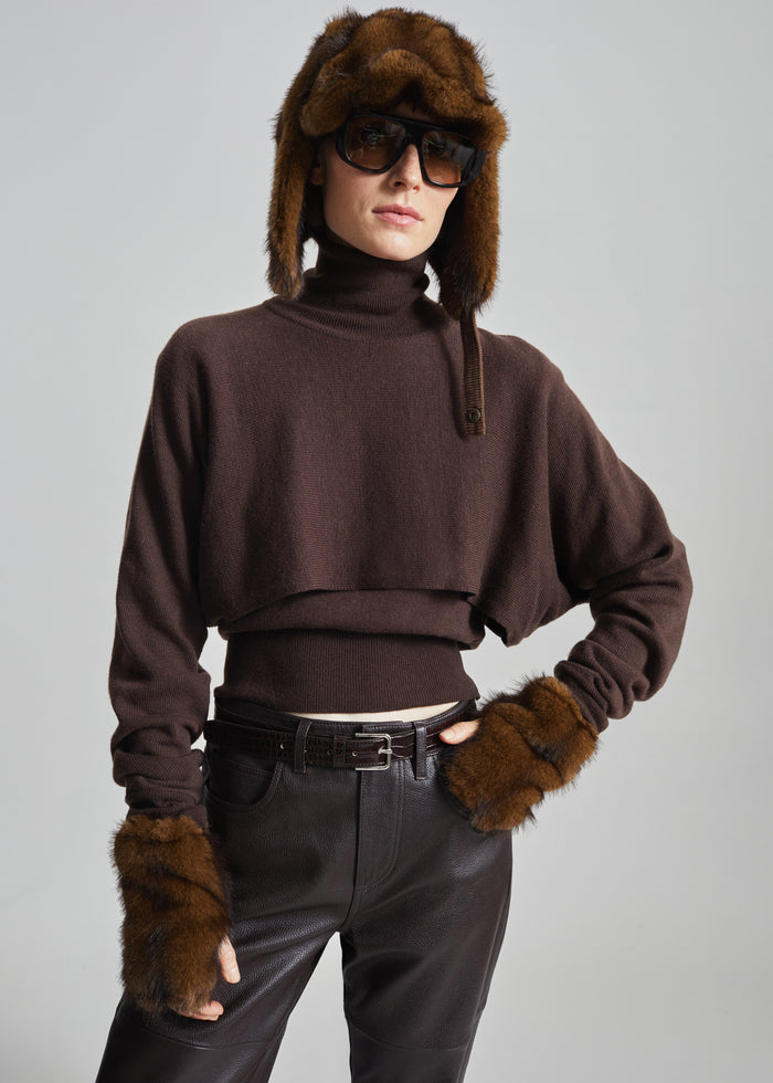 Freccia Faux Fur Aviator Hat - Brown