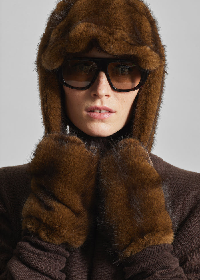 Freccia Faux Fur Aviator Hat - Brown