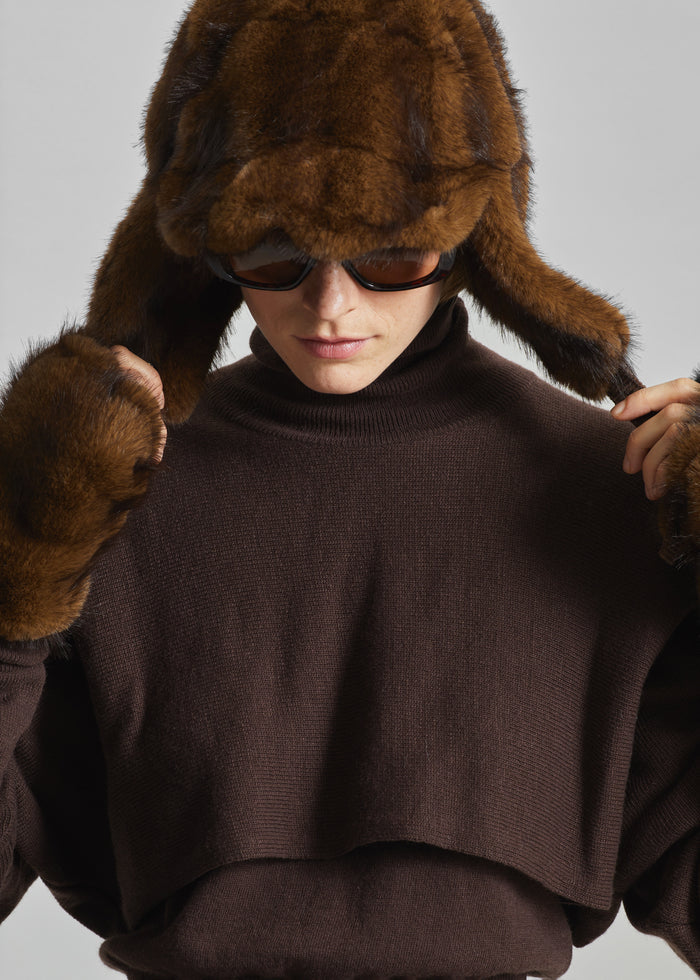 Freccia Faux Fur Aviator Hat - Brown