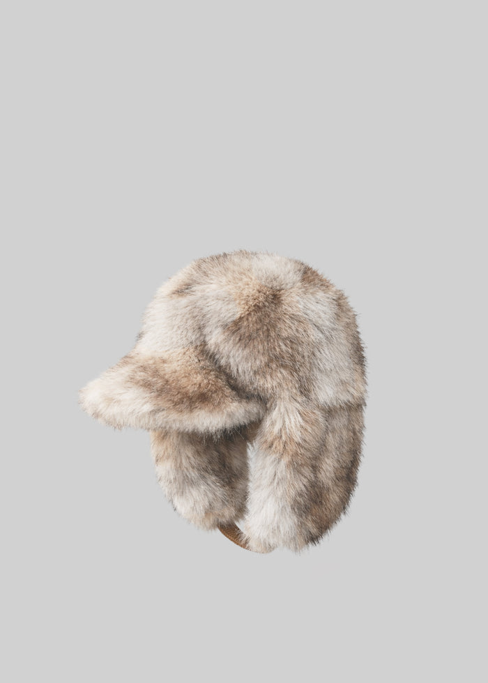 Freccia Faux Fur Aviator Hat - Grey