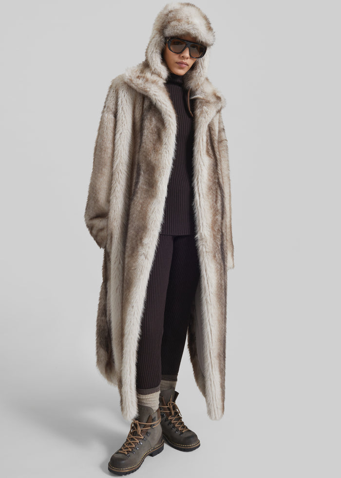 Freccia Faux Fur Aviator Hat - Grey