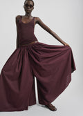 Gaeta Wide Corded Waistband Culottes - Burgundy