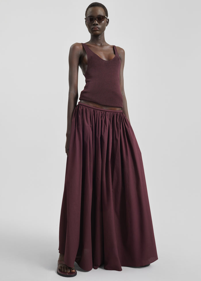 Gaeta Wide Corded Waistband Culottes - Burgundy
