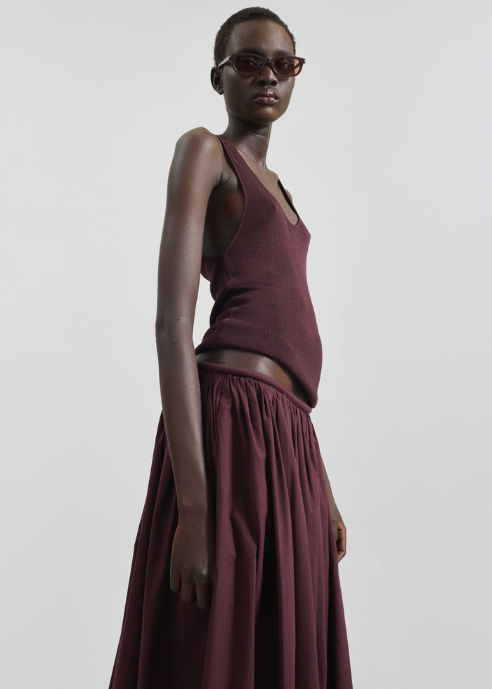 Gaeta Wide Corded Waistband Culottes - Burgundy