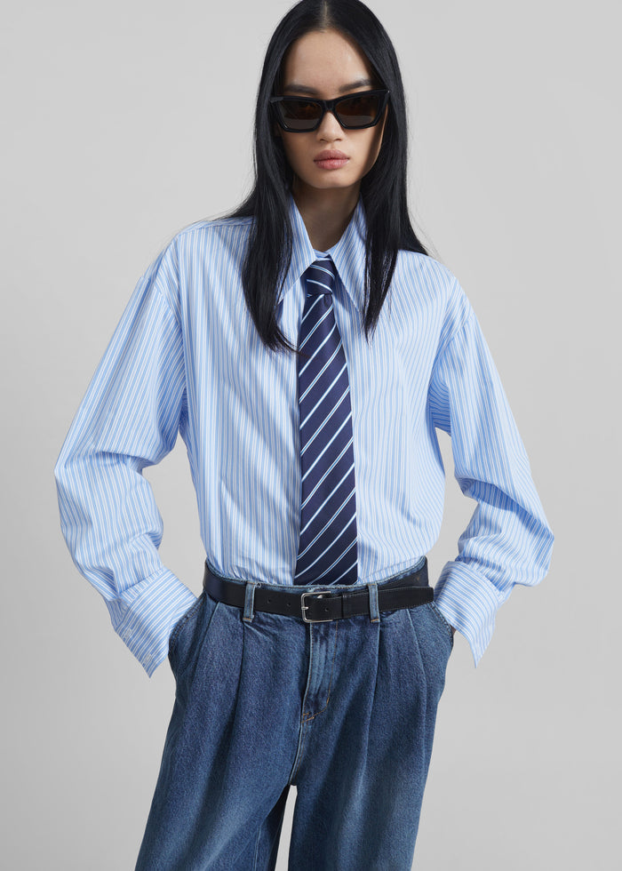 Gainsford Neck Tie Shirt - Blue/White Stripe