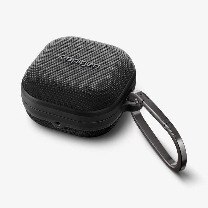 ACS11203 - Galaxy Buds 4 Series - Classic Fit in Black showing the front, top and side with carabiner