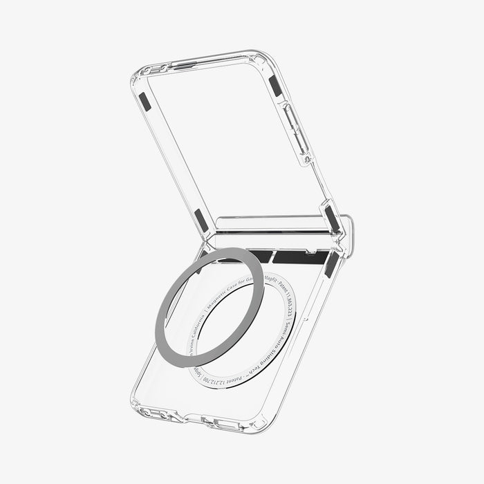 ACS11515 - Galaxy Z Flip 8 Series - Ultra Hybrid Pro (Mag Fit) showing a close-up top-down view of the case's hinge bar with the "SAMSUNG" text and button cutouts.