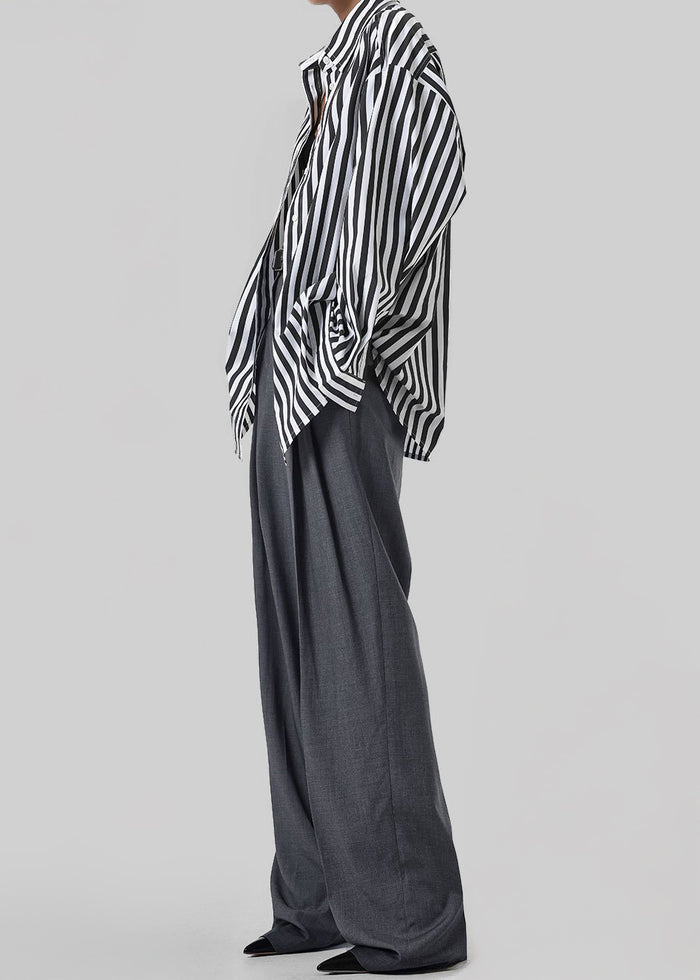 Gelso Pleated Trousers - Dark Grey Melange