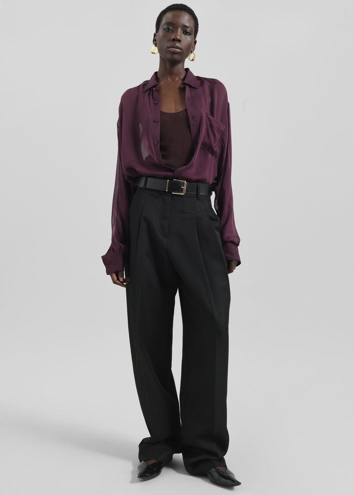 Gelso Pleated Twill Trousers - Black