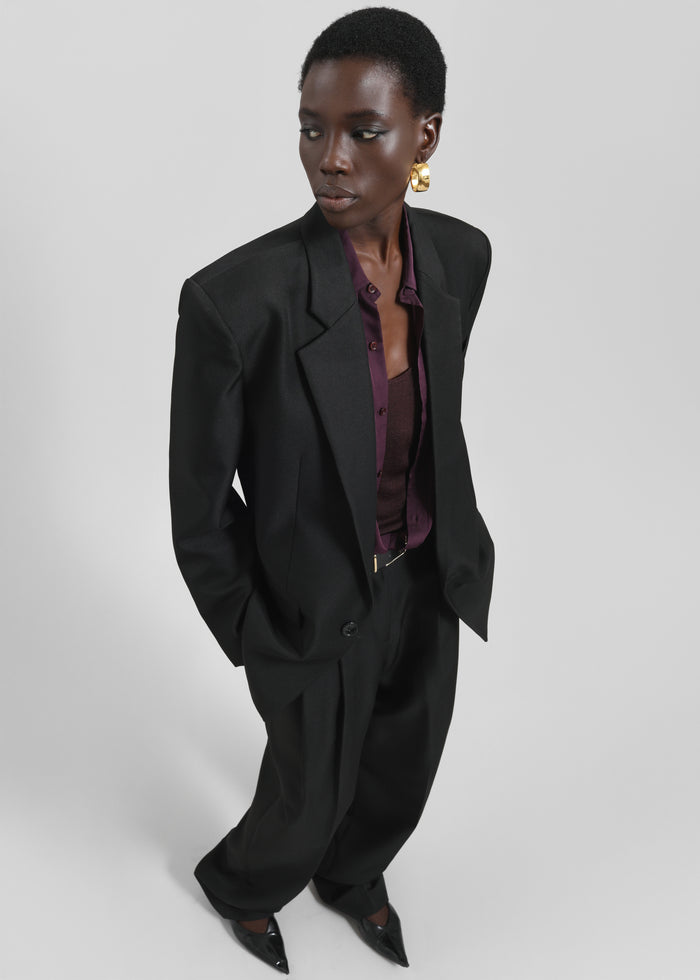 Gelso Pleated Twill Trousers - Black