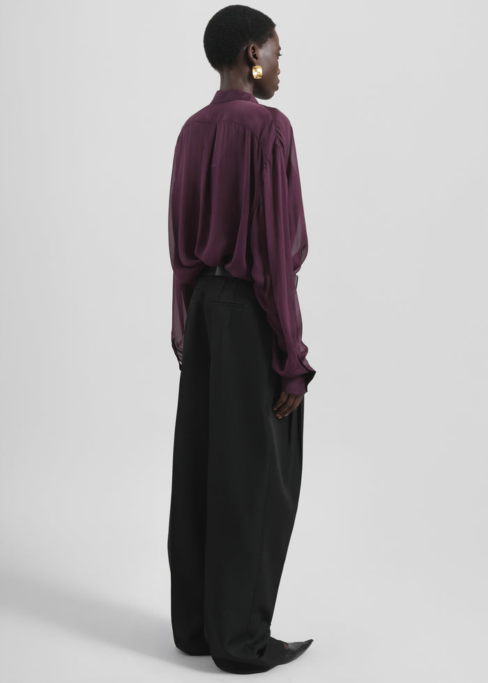 Gelso Pleated Twill Trousers - Black