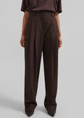 Gelso Pleated Twill Trousers - Brown