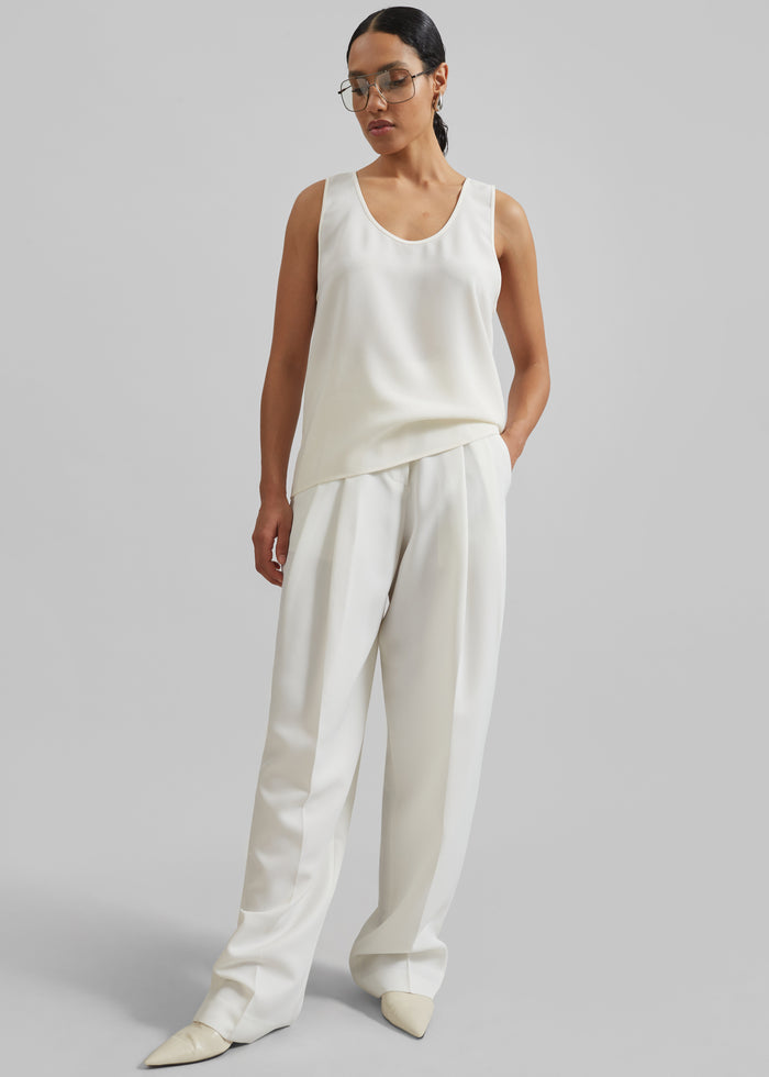 Gelso Pleated Twill Trousers - White