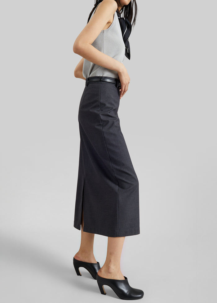 Gema Pencil Skirt - Dark Grey Melange