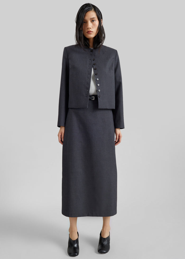Gema Pencil Skirt - Dark Grey Melange