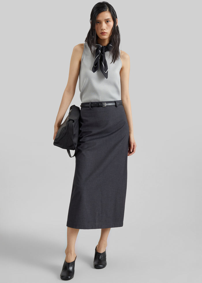 Gema Pencil Skirt - Dark Grey Melange
