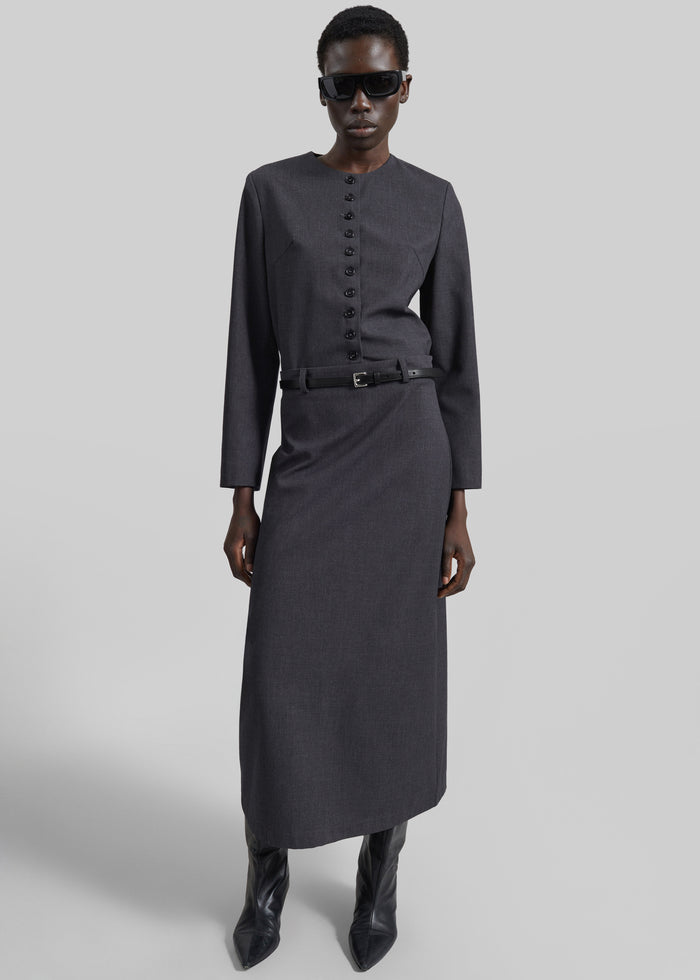 Gema Pencil Skirt - Dark Grey Melange