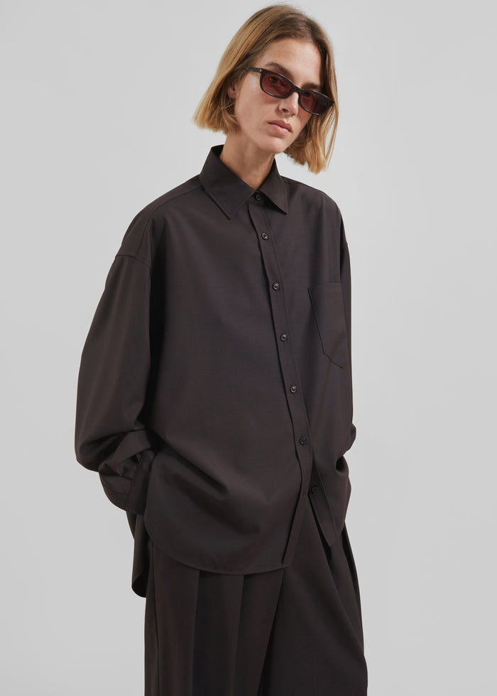 Georgia Wool Blend Shirt - Brown