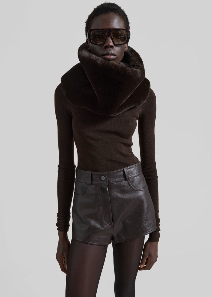 Ginevra Faux Fur Snood - Brown
