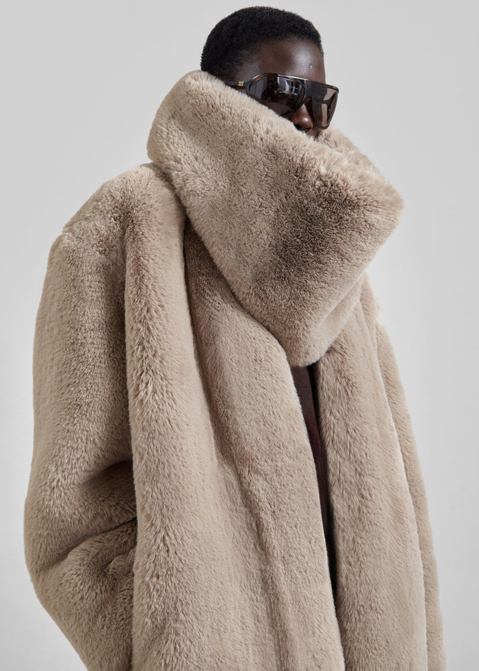 Ginevra Faux Fur Snood - Light Taupe