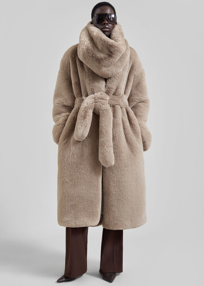 Ginevra Faux Fur Snood - Light Taupe