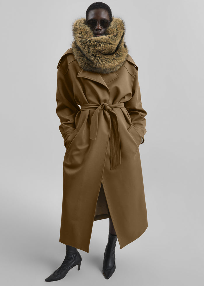 Ginevra Faux Fur Snood - Moss Green Melange