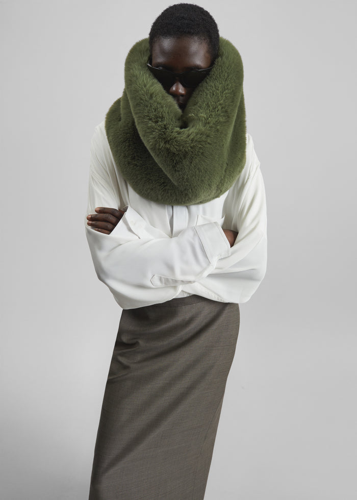Ginevra Faux Fur Snood - Moss Green