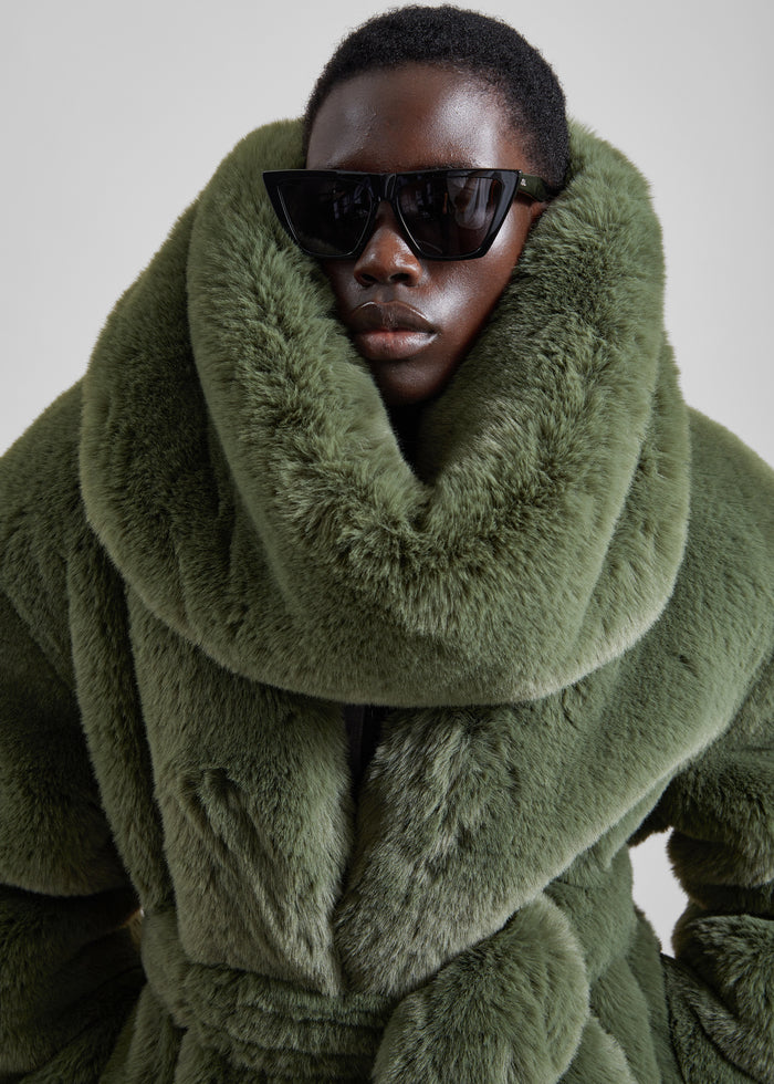 Ginevra Faux Fur Snood - Moss Green