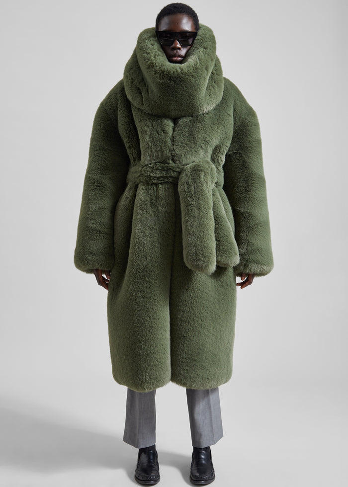 Ginevra Faux Fur Snood - Moss Green