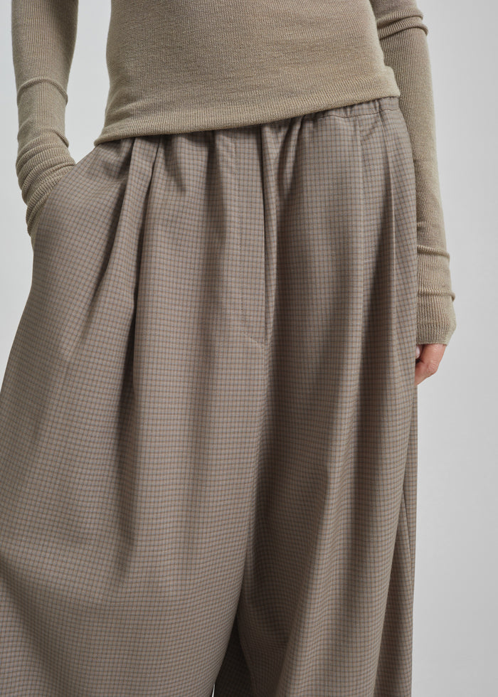Gistel Pleated Pants - Beige Plaid