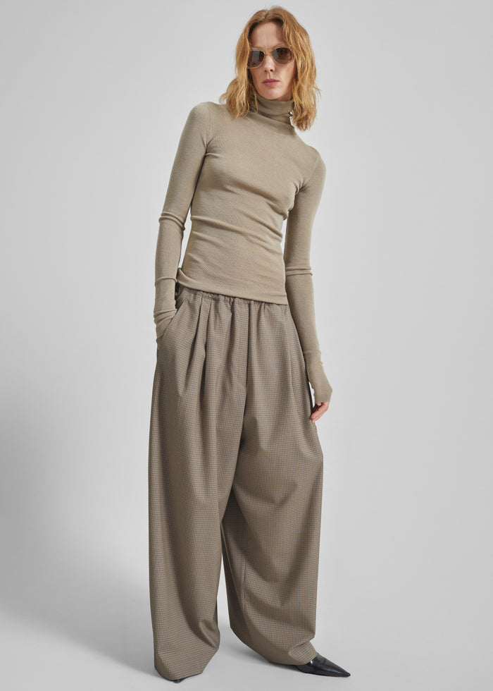 Gistel Pleated Pants - Beige Plaid
