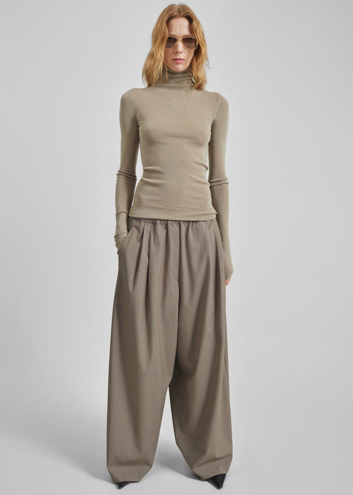 Gistel Pleated Pants - Beige Plaid