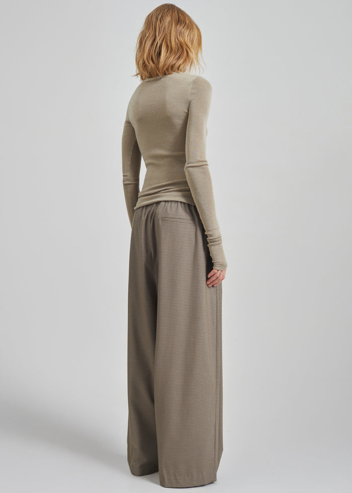 Gistel Pleated Pants - Beige Plaid