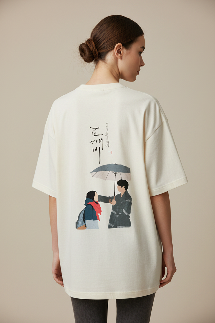 Female model back view Goblin tee