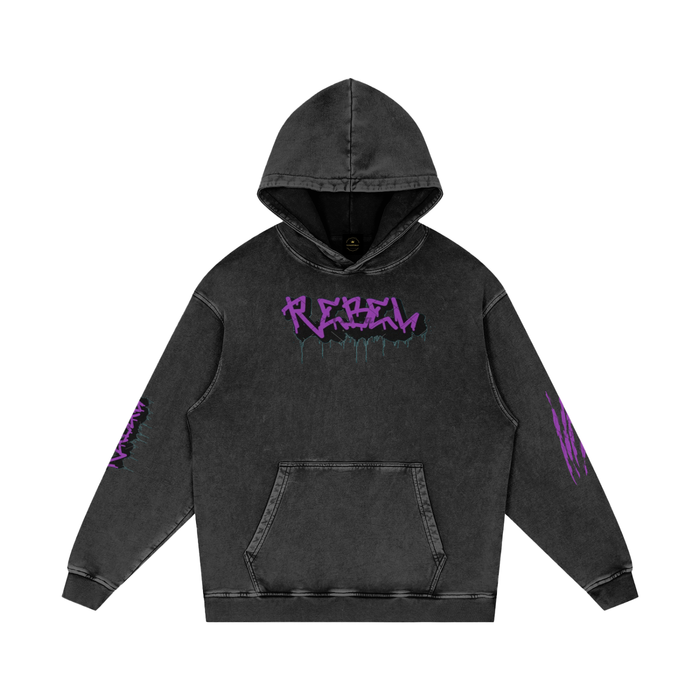 Graffiti, Rebel - Snow Washed Loose Cotton Hoodie