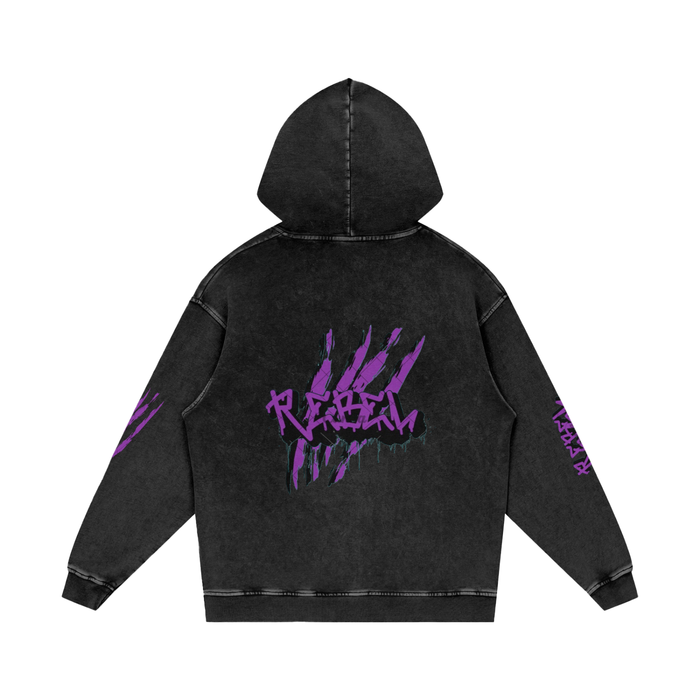 Graffiti, Rebel - Snow Washed Loose Cotton Hoodie