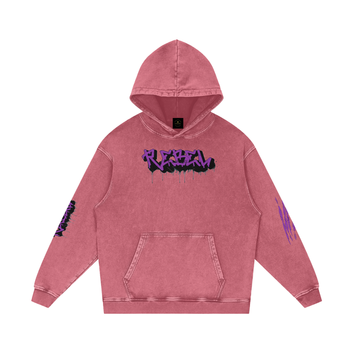 Graffiti, Rebel - Snow Washed Loose Cotton Hoodie