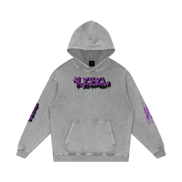 Graffiti, Rebel - Snow Washed Loose Cotton Hoodie