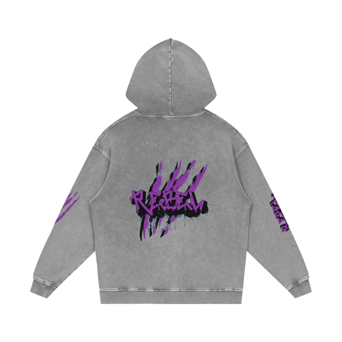 Graffiti, Rebel - Snow Washed Loose Cotton Hoodie