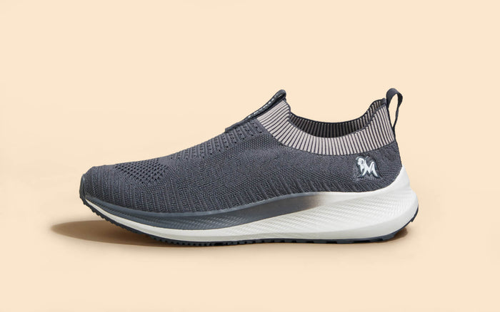 Neeman's men’s knit shoes Grip Fit Slip Ons : Grey slip on casual wear side view
