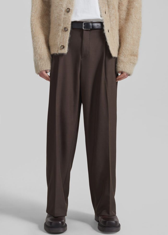 Halbert Pleated Trousers - Brown